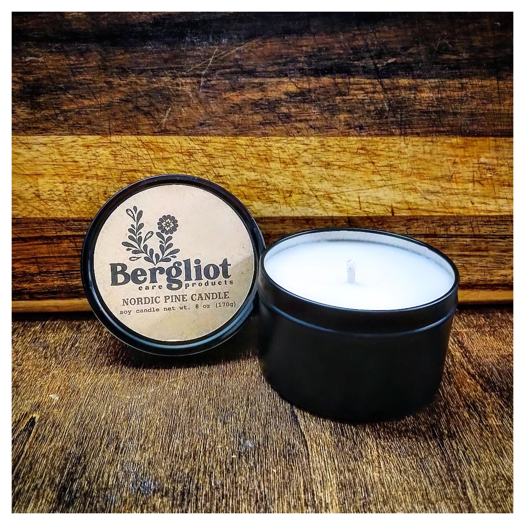 Nordic Pine Tin Candle 8oz | Bergliot Care Products